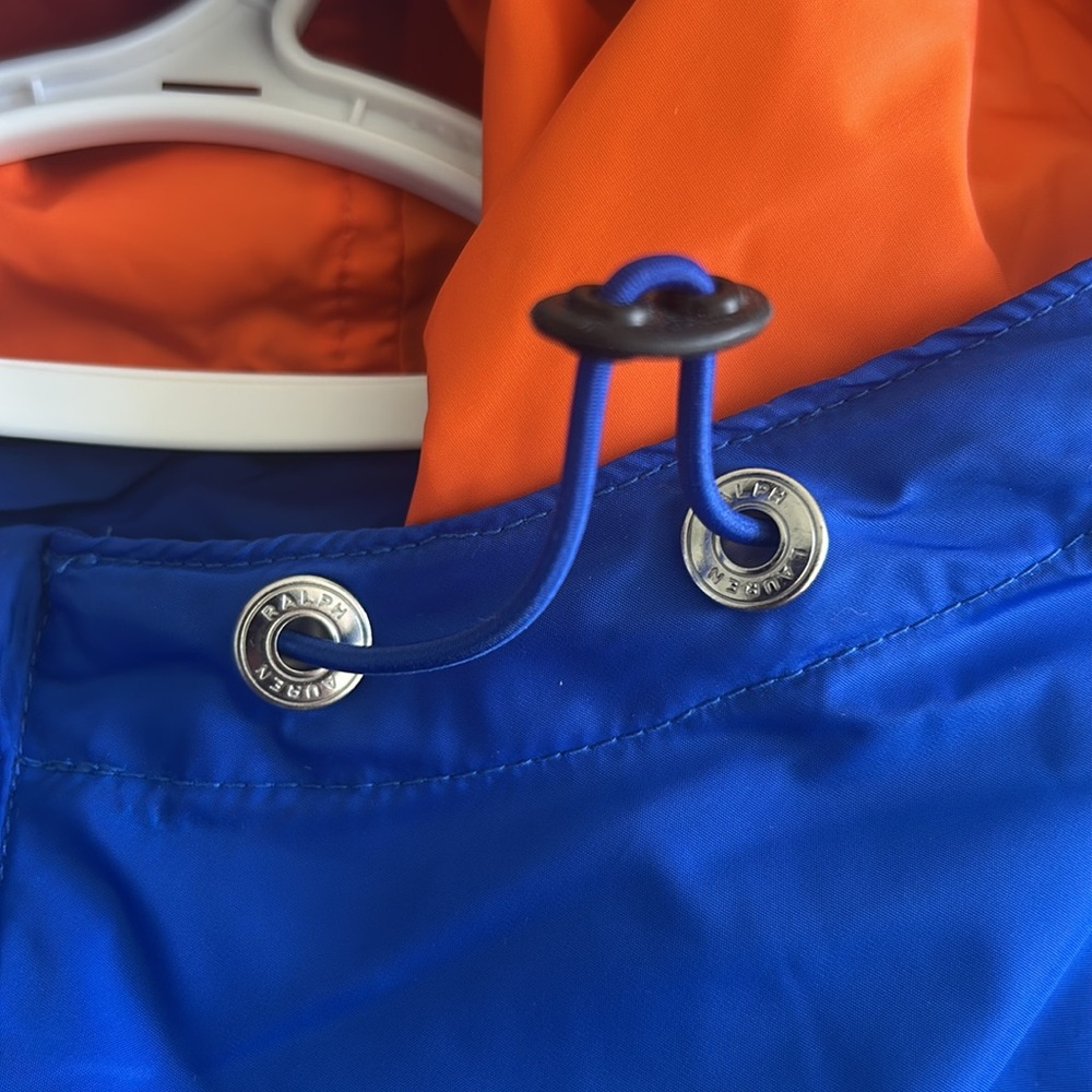 Mens Polo Ralph Lauren Quarter Zip Windbreaker Blue Orange - Picture 6 of 9
